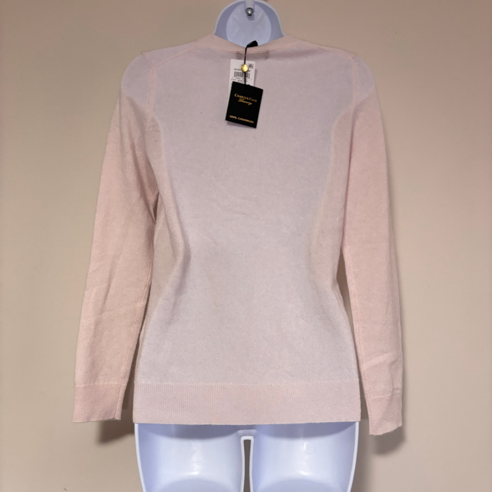 Charter Club 100% Cashmere Size XS V-Neck Sweater Light Pink NWT - Picture 6 of 7